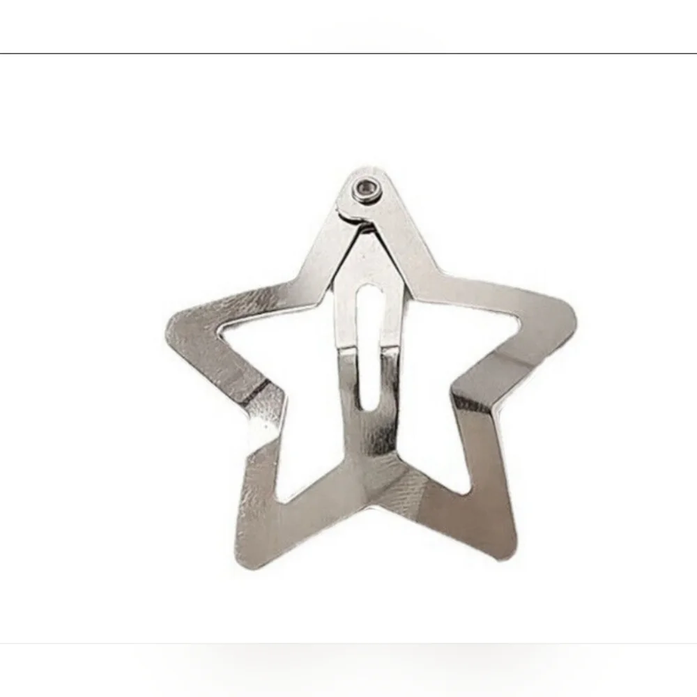 10 pc Silver Star-Shaped Snap Hair Clips BNIB